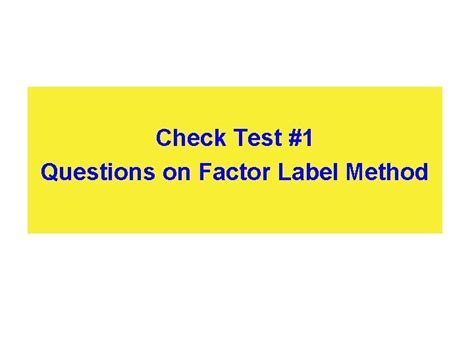 32 Factor Label Method Definition Labels 2021