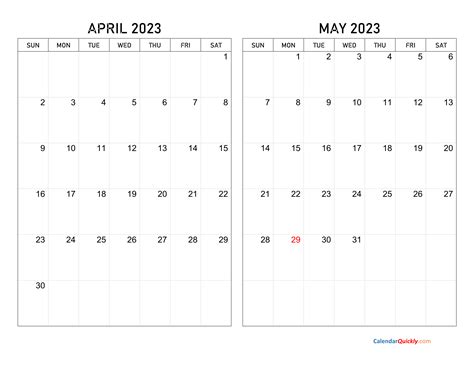 April And May 2023 Calendar Printable 2023 Calendar Printable