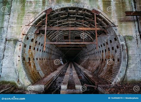 Entrance To Large Round Underground Subway Tunnel Stock Photo Image