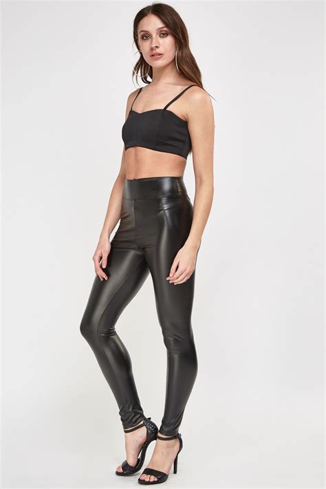 High Waist Faux Leather Leggings Just 7