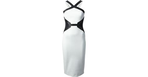david koma fitted monochrome dress in white lyst