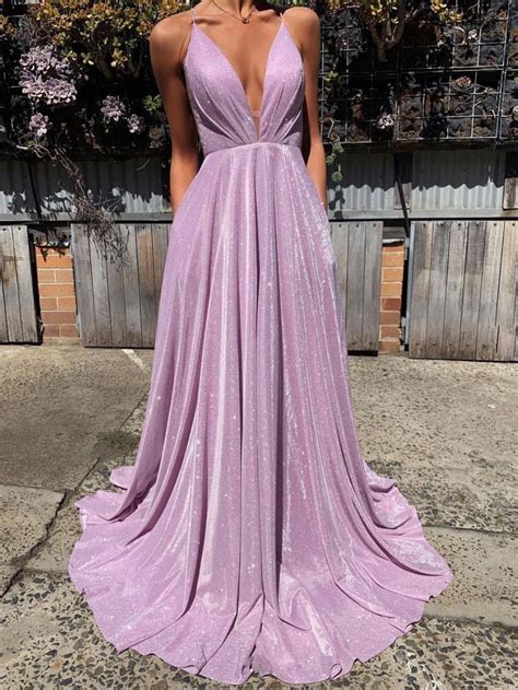 Simple V Neck Satin Long Prom Dress Purple Long Evening Dress Dresstby
