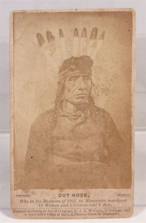 1862 Native American Dakota Sioux Indian Warrior Cut Nose Cdv