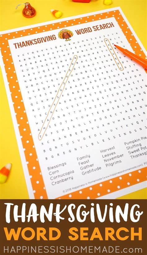 Thanksgiving Word Search Printable Happiness Is Homemade