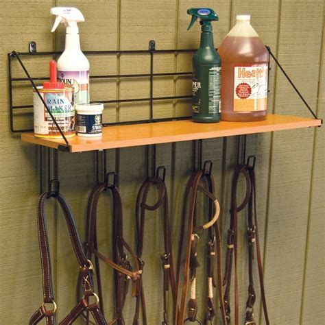 How to make saddle racks. Wall Mount Wood Shelf w/5 Hooks | Horse tack rooms, Horse ...