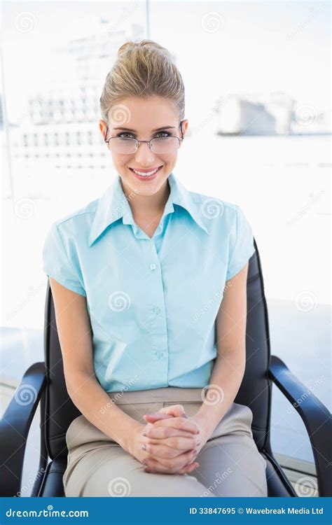 Smiling Businesswoman Wearing Glasses Posing Stock Image Image Of Fair Caucasian 33847695