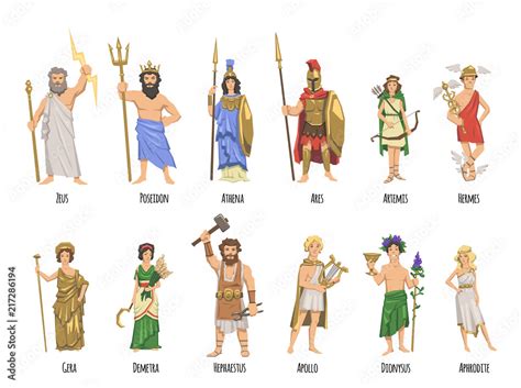 Pantheon Of Ancient Greek Gods Ancient Greece Mythology Set Of
