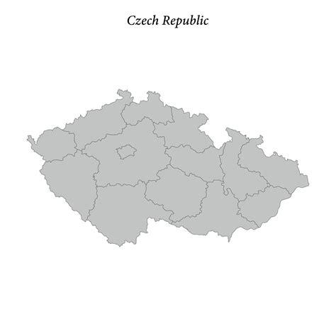Simple Flat Map Of Czech Republic With Borders Vector Art At