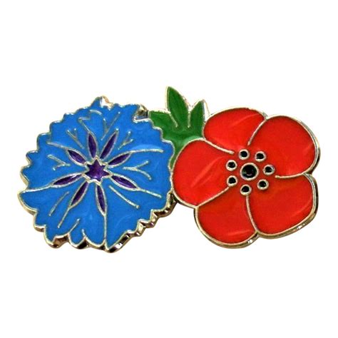 1914 Allies 1918 Lapel Pin National Symbols The Poppy And Le Bleuet