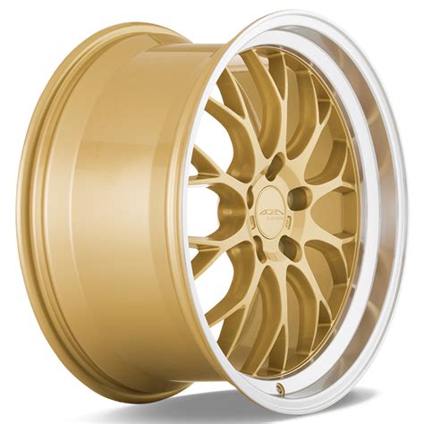19 Staggered Ace Alloy Wheels V010 Aff10 Gold With Machined Lip Flow