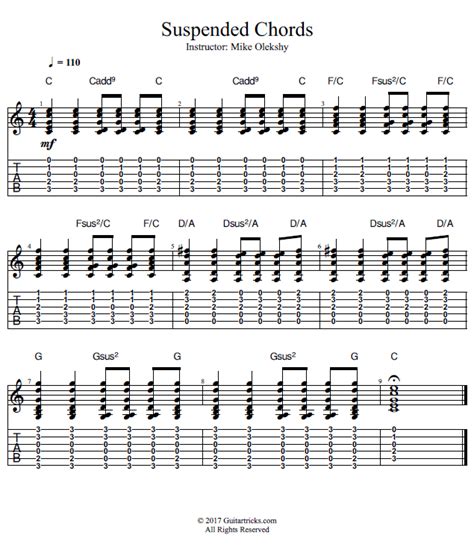 Guitar Lessons Suspended Chords