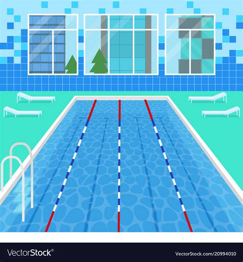 Cartoon Swimming Pool Interior Card Poster Vector Image