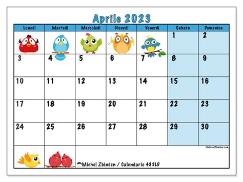 Calendario Aprile 2023 Da Stampare 621LD Michel Zbinden CH 47850 Hot