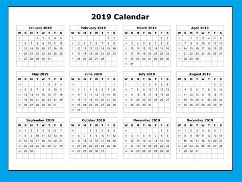 Free Printable 2019 Word Calendar