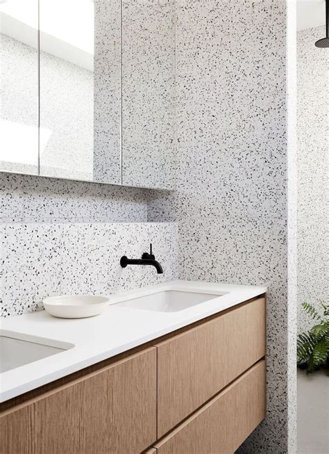 Jazzy Terrazzo Tiles Giving Simple Bathroom A Spa Like Finishing
