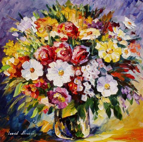 T Flowers— Palette Knife Oil Painting On Canvas By Leonid Afremov