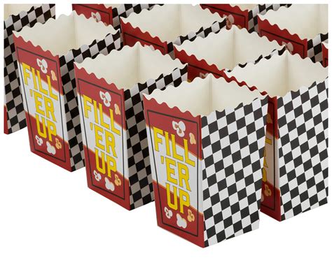 100 Pack Racing Popcorn Boxes 20oz Open Top Mini Paper Popcorn And