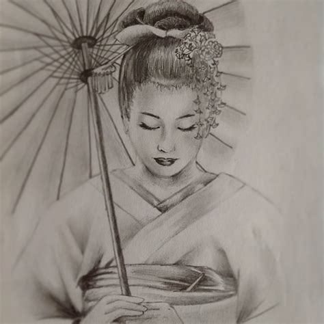 Japanese Girl Pencil Drawing