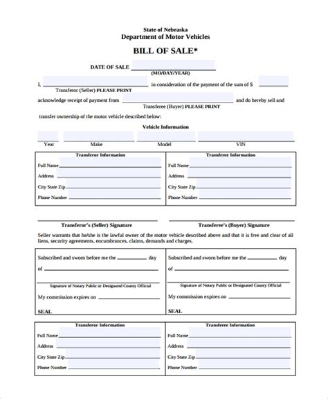 Free 7 Sample Generic Bill Of Sale Templates In Pdf Ms Word