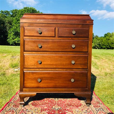 Mahogany Tallboy With Hidden Fitted Campaign Section Gb Revivals