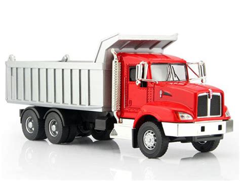 Kids 143 Scale Red Diecast Kenworth Dump Tip Truck Toy Tg01t007
