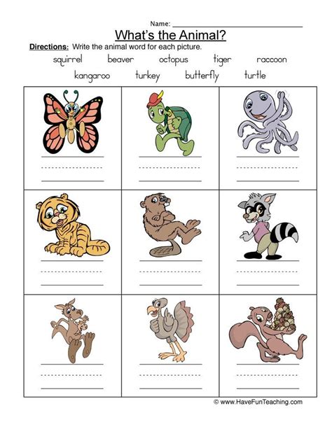 Labeling Animal Names Worksheet Have Fun Teaching Types Of Animals