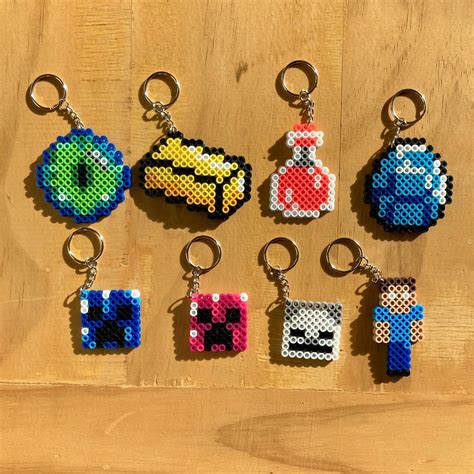 Minecraft Keychains Perler Bead Etsy