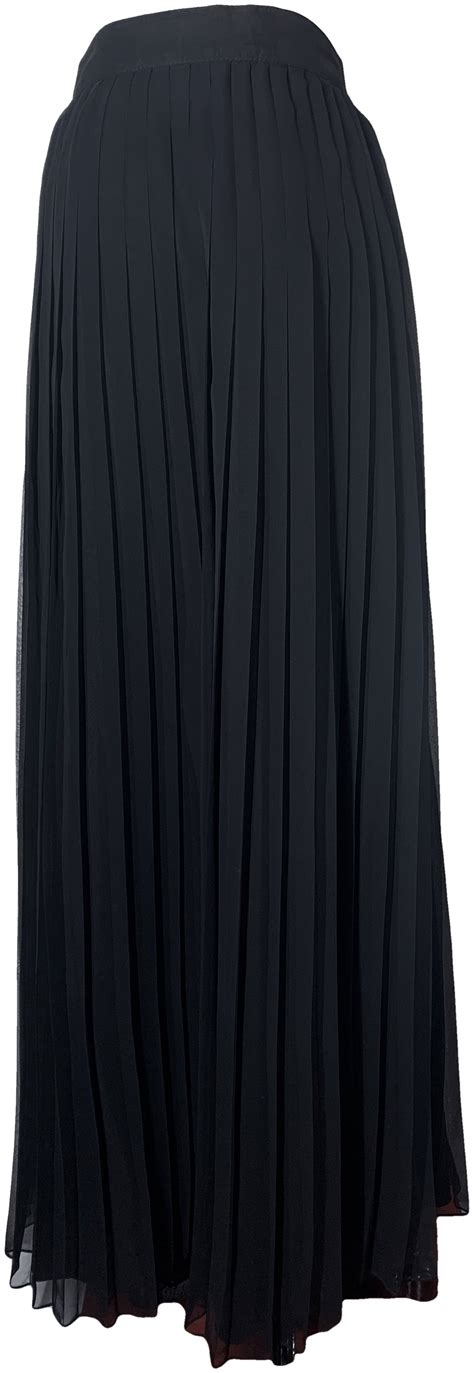 Vintage Black Pleated Maxi Skirt By Vera Mont Free Shipping Thrilling