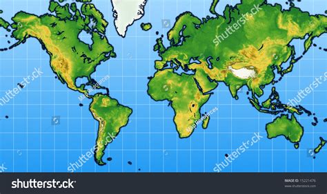World Map Terrain ภาพประกอบสต็อก 15221476 Shutterstock
