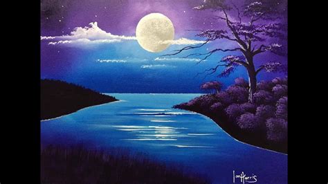 Acrylic Moon Over Lake Doovi