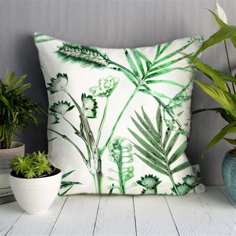 Hot House Fronds Green And White Sofa Cushion Bold Design