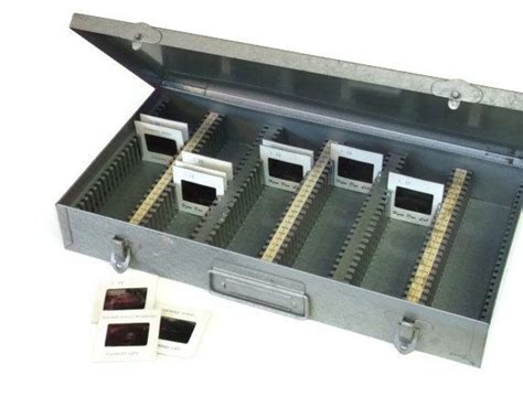 Vintage Grey Metal Brumberger 35mm Slide Storage Box Metal Etsy Storage Box Storage