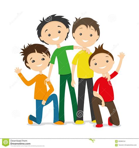 Four Friends On A White Background Stock Vector Image 69098154