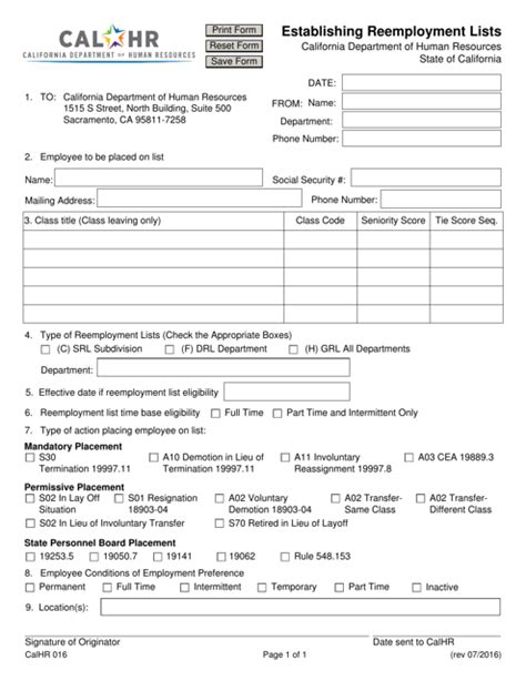 Form Calhr016 Fill Out Sign Online And Download Fillable Pdf