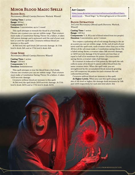 Minor Blood Magic — Dnd Unleashed A Homebrew Expansion For 5th Edition