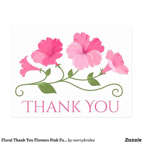 Floral Thank You Flowers Pink Fuchsia White Postcard Thank You Flowers Welcome Images
