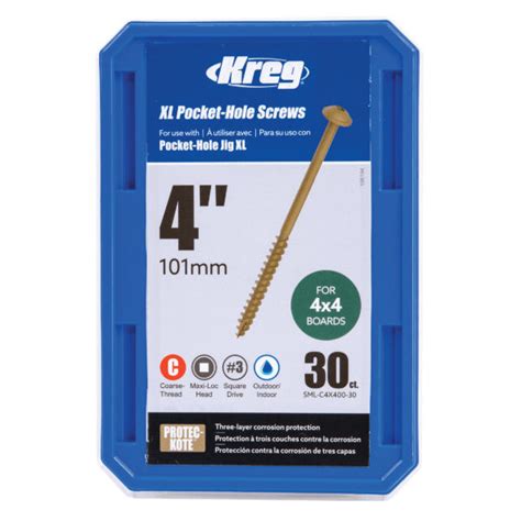 Kreg 102mm 4″ Xl Pocket Hole Screws 30 Ct Buy Woodworking Tools