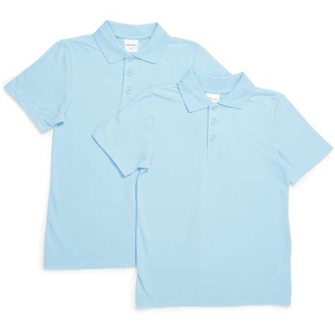Brilliant Basics Kids Polo School Shirt 2 Pack Sky Blue Big W
