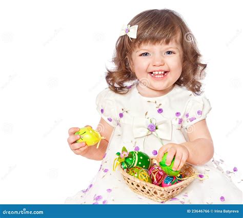 Cute Little Girl Painting Easter Eggs Royalty Free Stock Image Image