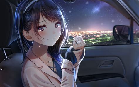 Download 1440x900 Wallpaper Inside Car Cute Anime Girl Original