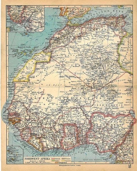 1928 North West Africa Vintage Map Cartografía Mapa Historico Mapas