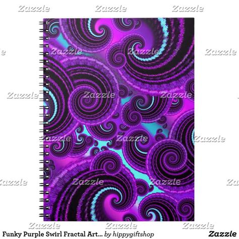 Funky Purple Swirl Fractal Art Pattern Spiral Notebook Purple Swirl