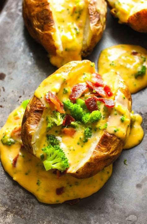 This recipe is easy and turns out perfectly every time. Baked Potatoes with Loaded Broccoli Bacon Cheese Sauce