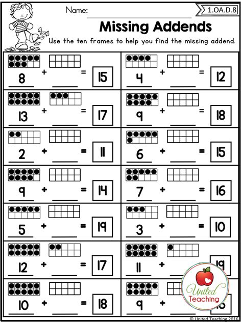 Free Printable First Grade Common Core Math Worksheets
