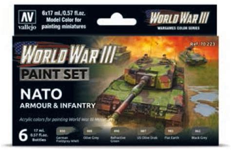 Nato Armour And Infantry Wwiii Wargames Paint Set 6 17ml Colors Vallejo