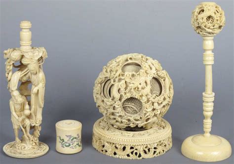 Elaborate Signed Chinese Ivory Puzzle Ball With Stand And Custom