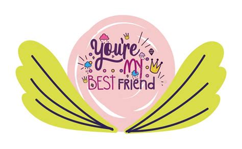 Youre My Best Friend Flower Decoration Card Stock Vector Illustration