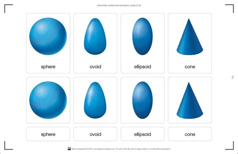 Montessori Materials Geometric Solids Nomenclature Cards Printed