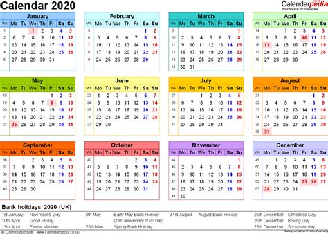 2020 Printable Calendar With Week Numbers Uk Example Calendar Printable