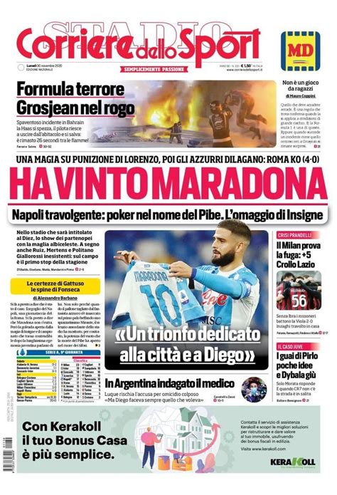 Corriere Dello Sport Prima Pagina 30 Novembre 2020